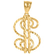 10kt Yellow Gold Mens Dollar Sign Currency Charm Pendant 