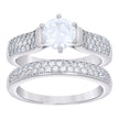 925 Sterling Silver Womens Cubic-Zirconia Duo Ring Set Size 10  - SLV-109616