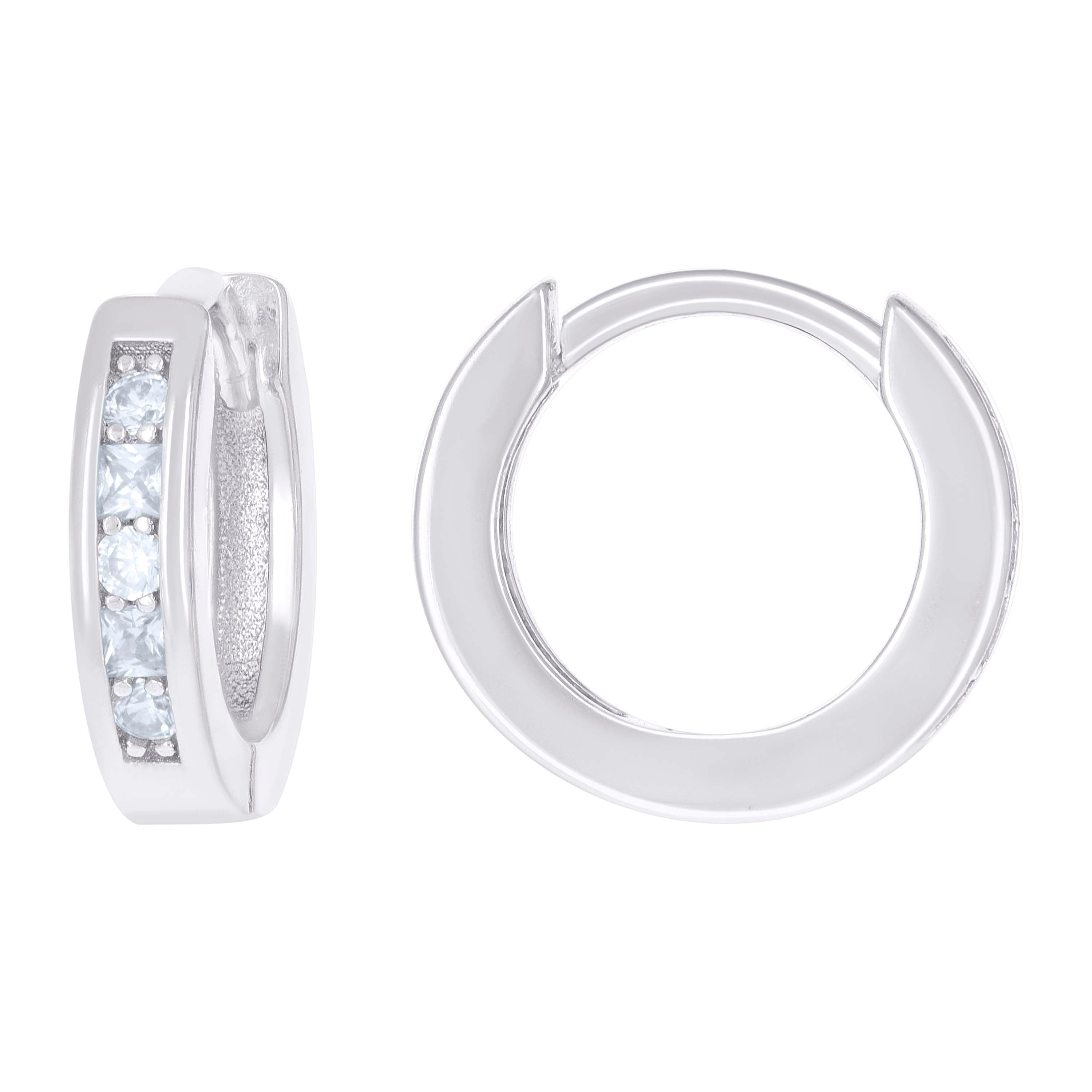 925 Sterling Silver Womens Cubic-Zirconia Hoop Huggies Earrings Endless
