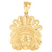 10kt Yellow Gold Mens Native Indian Fashion Charm Pendant