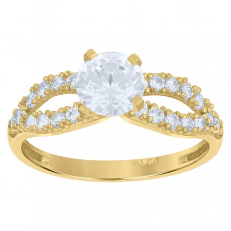 10kt Two-Tone Gold Womens Cubic Zirconia Love Infinity Engagement Ring  - SLV-64317
