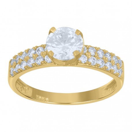 10kt Two-Tone Gold Womens Cubic Zirconia Double Row Engagement Ring  - SLV-64316