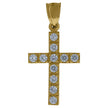 10kt Yellow Gold Womens Mens Round Cubic Zirconia Cubic-Zirconia Cross Religious Charm Pendant - SLV-12725