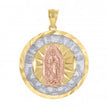 10kt Gold Tri-Color Diamond-Cut Womens Mary Mis 15 Anos Quinceanera Charm Pendant - SLV-68113