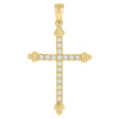 10kt Gold Two-Tone Cubic-Zirconia Unisex Cross Religious Charm Pendant - SLV-59447