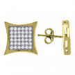10kt Gold Two-Tone CZ Mens Kite 11.5mm X 11.5mm Push Back Studs - SLV-64709