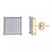 10kt Gold Two-Tone CZ Mens Square 11mm Push Back Studs - SLV-74916