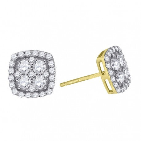 10kt Gold Two-Tone CZ Mens Square 8mm Push Back Studs - SLV-74909