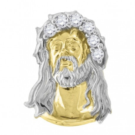 10kt Gold Mens Cubic Zirconia Jesus Religious Push Back Studs - SLV-58982