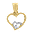 10kt Gold Two-Tone Cubic-Zirconia Womens Double Heart Charm Pendant - SLV-71415
