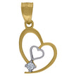10kt Gold Two-Tone Cubic-Zirconia Womens Heart Charm Pendant - SLV-71434