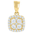 10kt Gold Two-Tone Cubic-Zirconia Womens Square Charm Pendant - SLV-74919