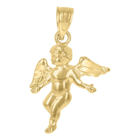 10kt Yellow Gold Unisex Angel Religious Charm Pendant - SLV-71748