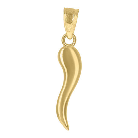 10kt Yellow Gold Unisex Italian Horn Good Luck Charm Pendant - SLV-44911