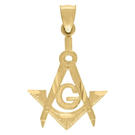 10kt Yellow Gold Unisex Freemasonry Masonic Charm Pendant - SLV-14480