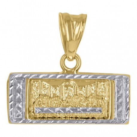 10kt Gold Two-Tone Diamond-Cut Mens Last Supper Religious Charm Pendant - SLV-81932