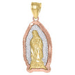 10kt Gold Tri-Color Unisex Guadalupe Mary Religious Charm Pendant - SLV-50950