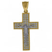 10kt Gold Two-Tone Cubic-Zirconia Mens Cross Crucifix Religious Charm Pendant - SLV-67654