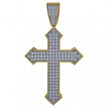 10kt Gold Two-Tone Cubic-Zirconia Mens Cross Religious Charm Pendant - SLV-70130