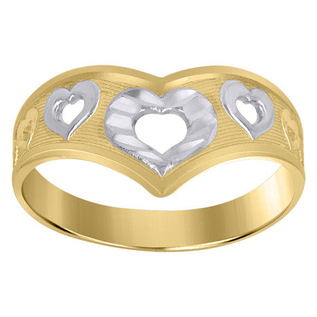 10kt Two-Tone Gold Womens Heart Ring  - SLV-102614