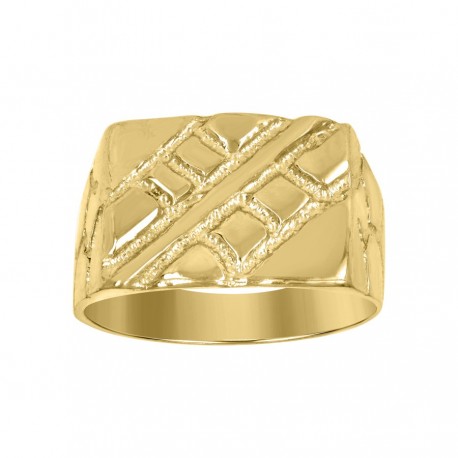 10kt Yellow Gold Mens Nugget Fashion Ring - SLV-79551