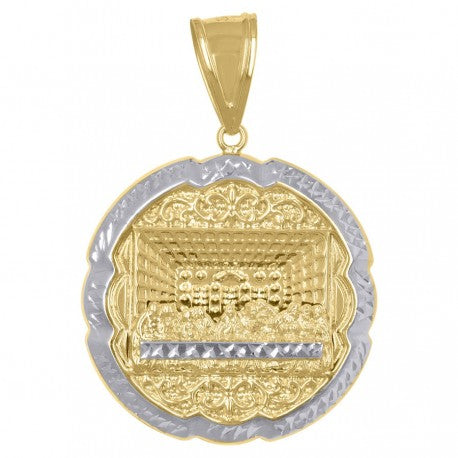 10kt Gold Two-Tone Diamond-Cut Mens Last Supper Religious Medallion Charm Pendant - SLV-78028