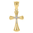 10kt Gold Two-Tone Diamond-Cut Mens Cross Religious Charm Pendant - SLV-78188