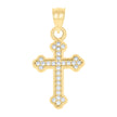 10kt Yellow Gold Mens Cubic-Zirconia Religious Budded Cross Charm Pendant