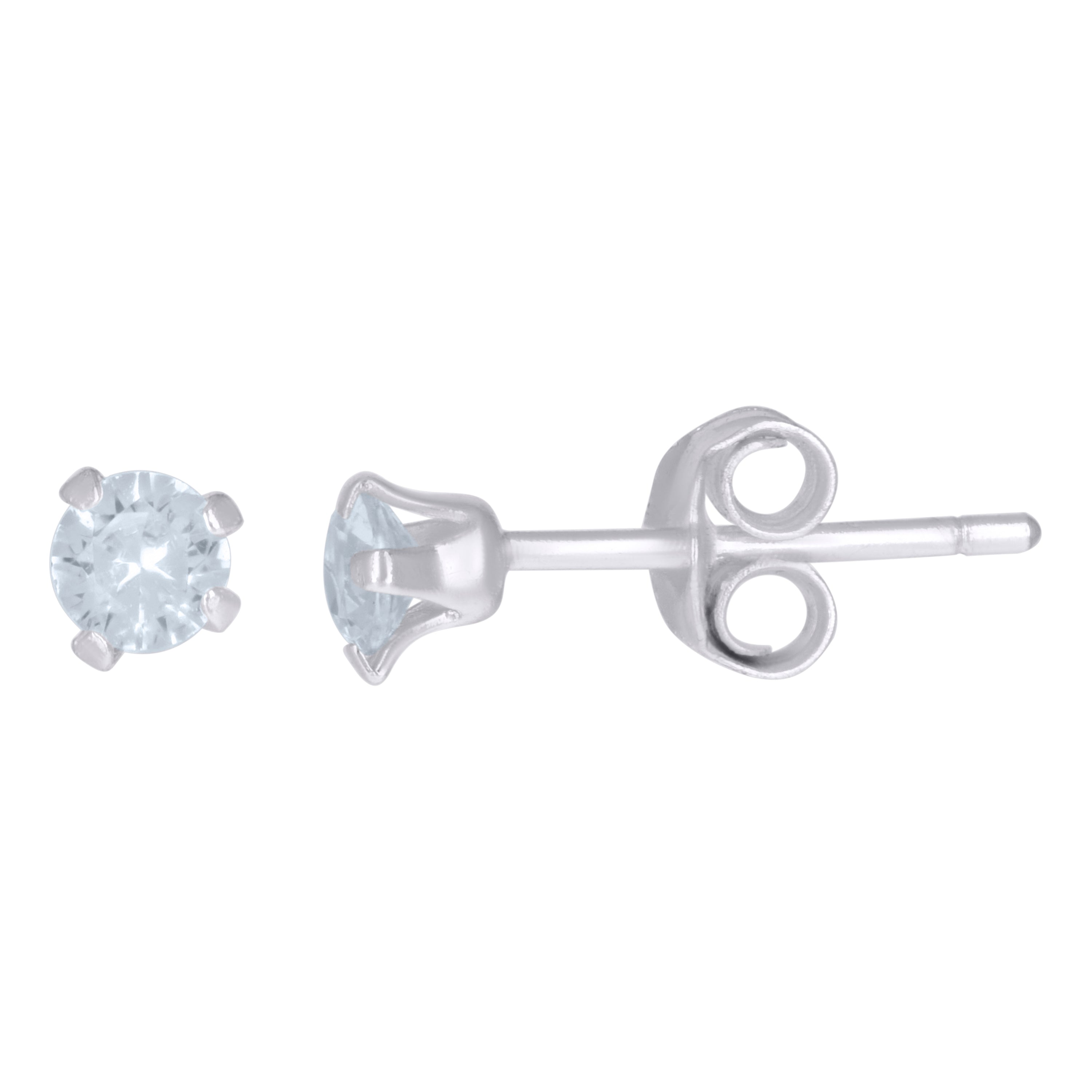 925 Sterling Silver Unisex Cubic-Zirconia Stud Earrings 