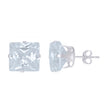925 Sterling Silver Unisex Princess-cut Cubic-Zirconia Square Fashion Stud Earrings