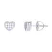 925 Sterling Silver Unisex Cubic-Zirconia Heart Love Hearts Stud Earrings