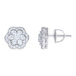 925 Sterling Silver Mens Cubic-Zirconia Flower Stud Earrings