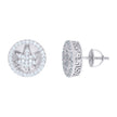 925 Sterling Silver Mens Cubic-Zirconia Marijuana Leaf Fashion Stud Earrings