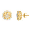925 Sterling Silver Yellow-Tone Mens Cubic-Zirconia Marijuana Leaf Fashion Stud Earrings