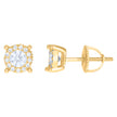 925 Sterling Silver Yellow-Tone Mens Cubic-Zirconia Fashion Stud Earrings