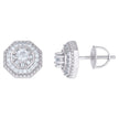 925 Sterling Silver Mens Cubic-Zirconia Octagon Fashion Stud Earrings
