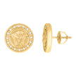 925 Sterling Silver Yellow-Tone Mens Cubic-Zirconia Medusa Egyptian Stud Earrings