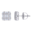 925 Sterling Silver Mens Cubic-Zirconia Square Fashion Stud Earrings