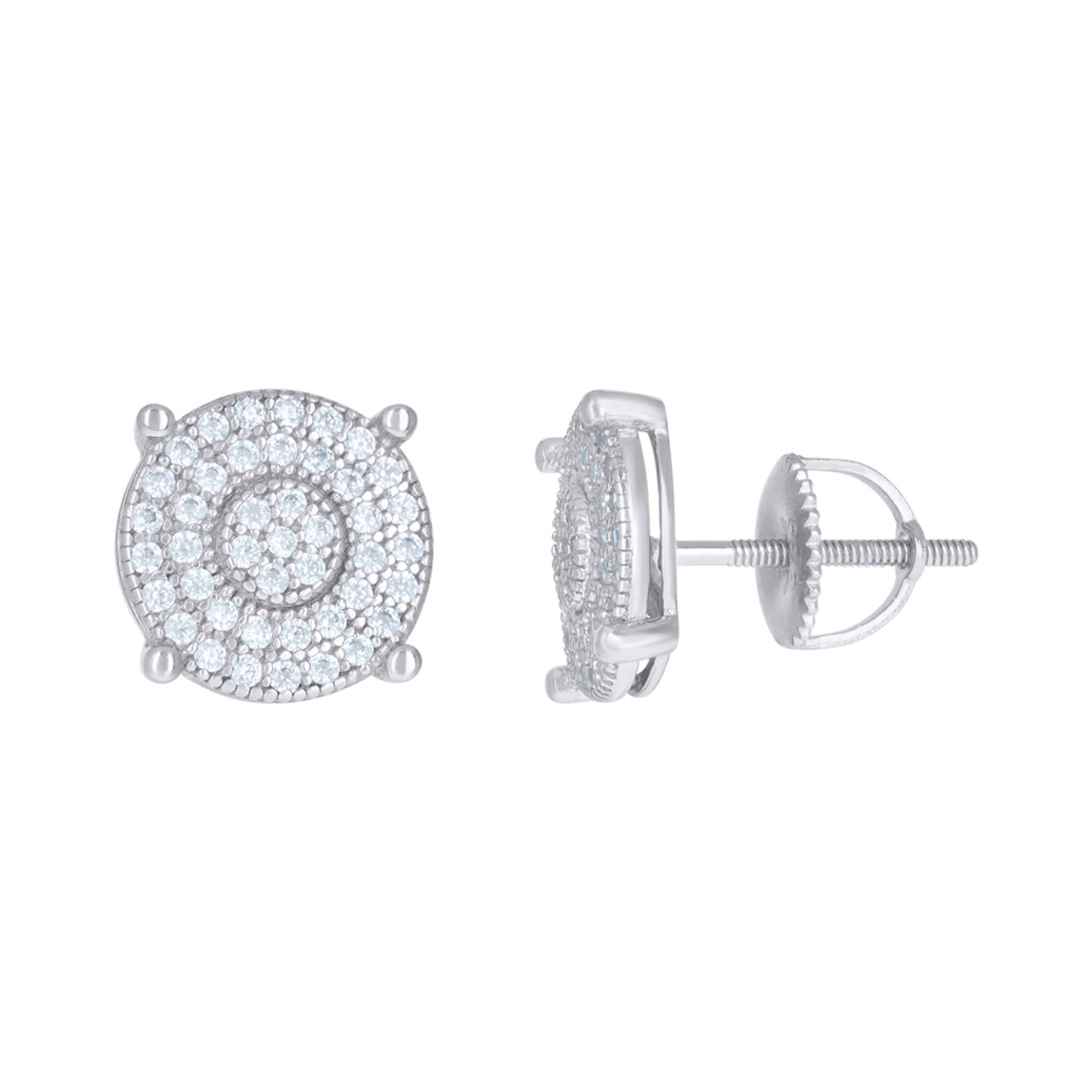 925 Sterling Silver Mens Cubic-Zirconia Fashion Stud Earrings
