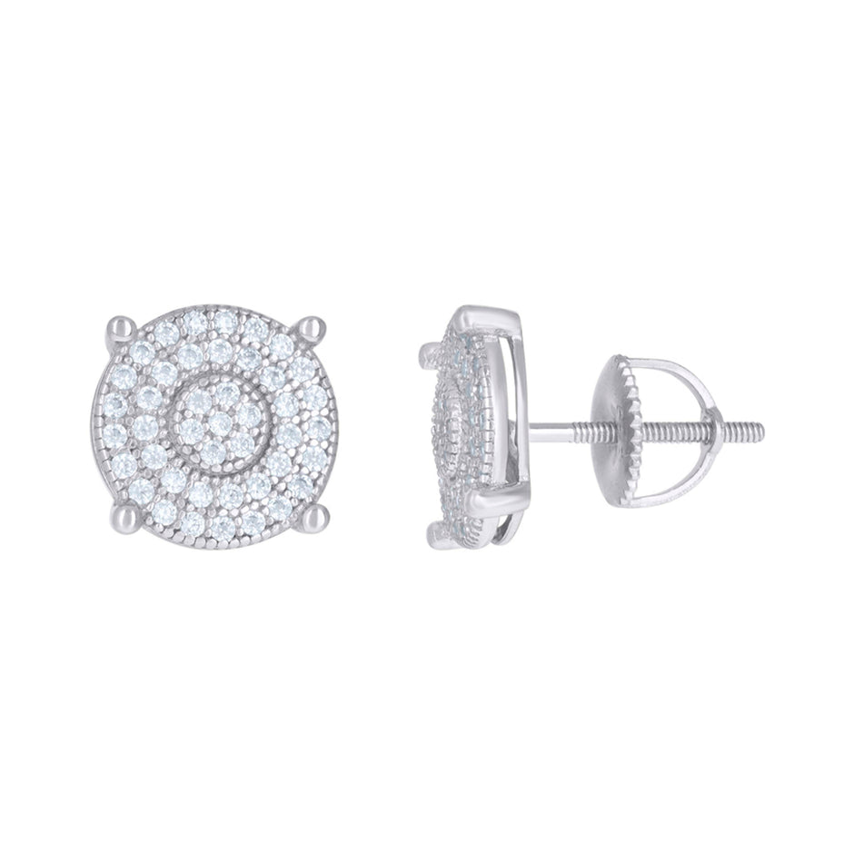 925 Sterling Silver Mens Cubic-Zirconia Fashion Stud Earrings