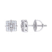 925 Sterling Silver Mens Cubic-Zirconia Square Fashion Stud Earrings