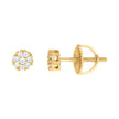 925 Sterling Silver Yellow-Tone Mens Cubic-Zirconia Flower Stud Earrings
