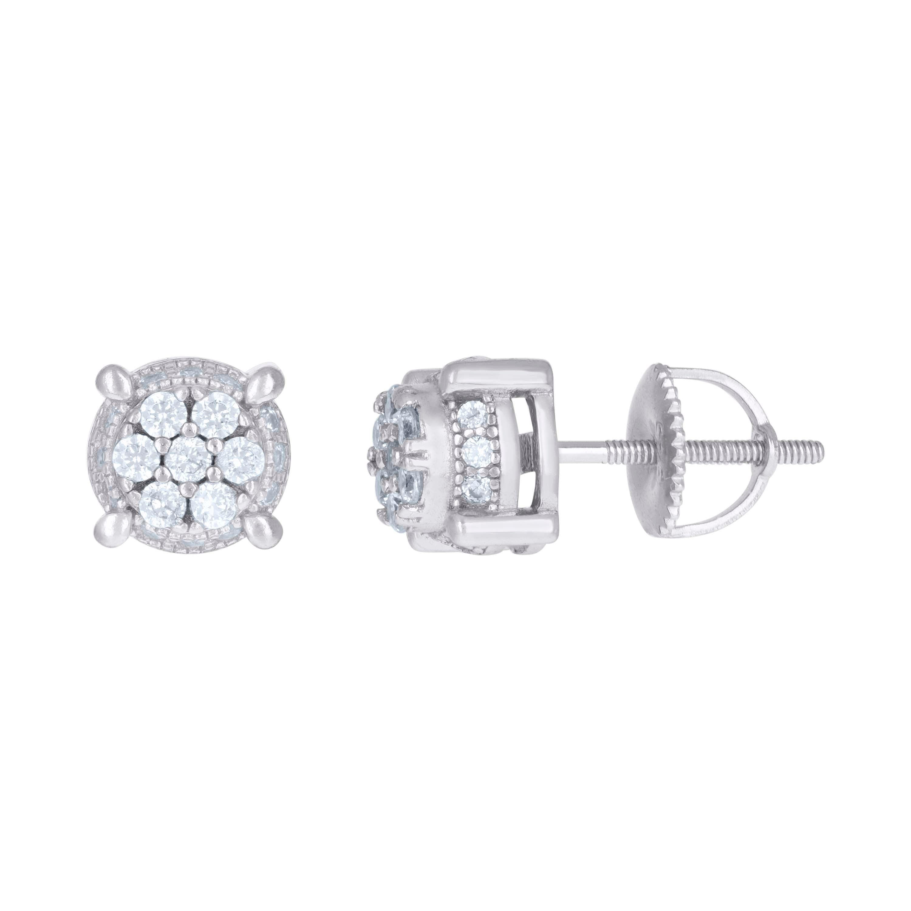 925 Sterling Silver Mens Cubic-Zirconia Fashion Stud Earrings