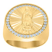 925 Sterling Silver Yellow-Tone Mens Cubic-Zirconia Guadalupe Religious Ring Size 9 - SLV-110376