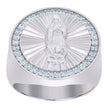 925 Sterling Silver Yellow-Tone Mens Cubic-Zirconia Guadalupe Religious Ring Size 10 - SLV-110377
