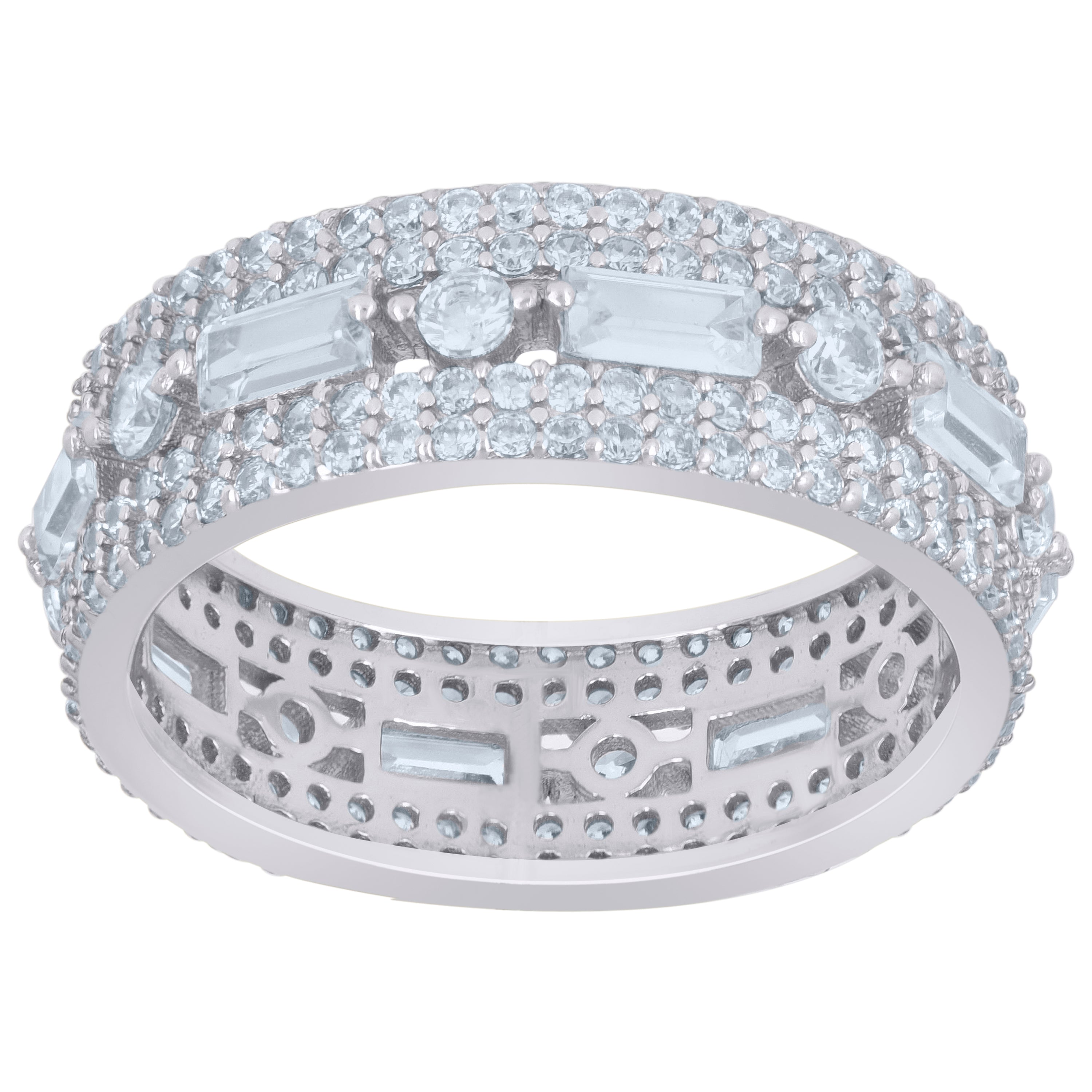 925 Sterling Silver Womens Baguette Cubic-Zirconia Fashion Ring Size 7 - SLV-110391