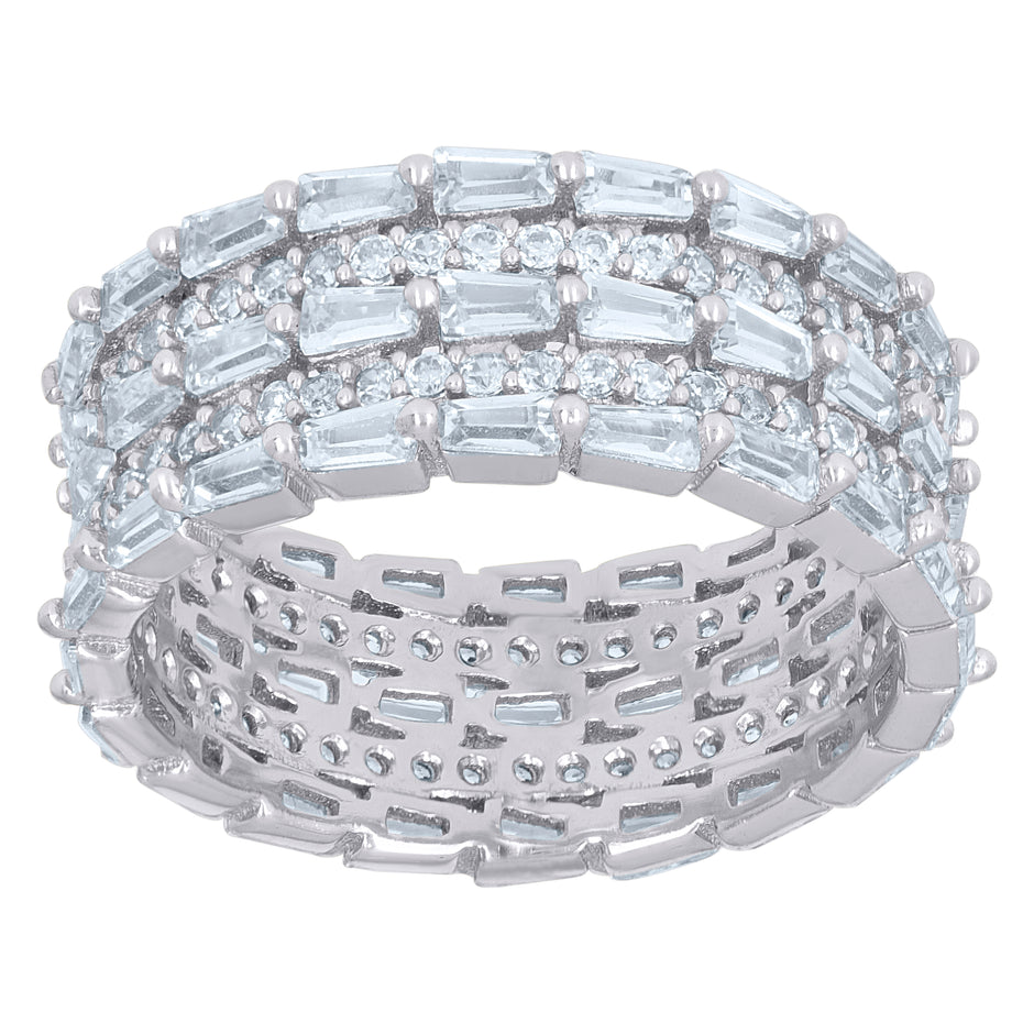 925 Sterling Silver Womens Baguette Cubic-Zirconia Fashion Ring Size 7 - SLV-110411