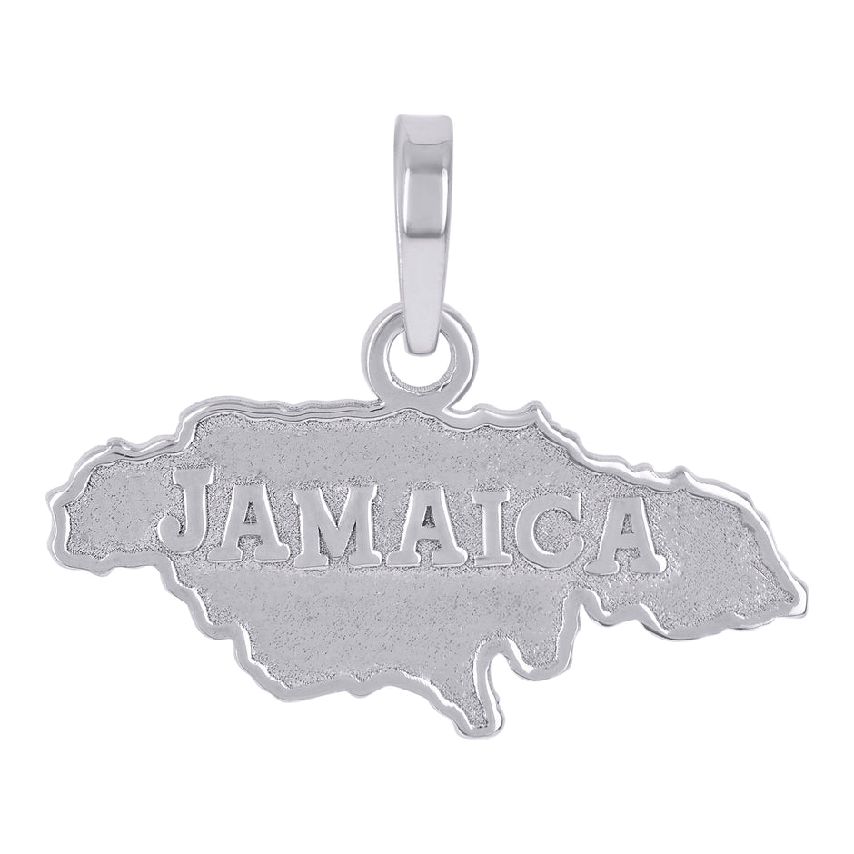 925 Sterling Silver Unisex Jamaica Map Charm Pendant