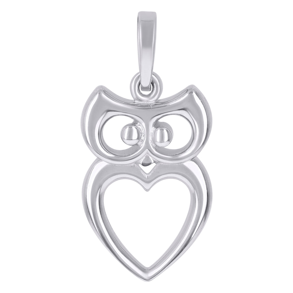 925 Sterling Silver Unisex Owl Bird Wildlife Charm Pendant