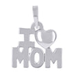 925 Sterling Silver Unisex I Love Mom Heart Charm Pendant